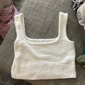 Adorable, never worn fuzzy white tank
